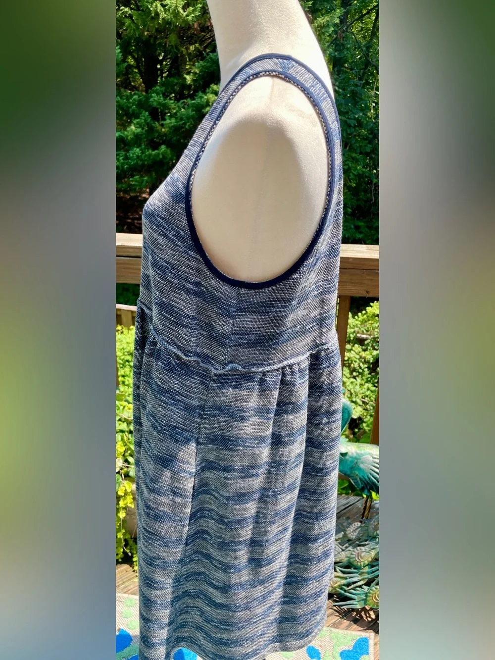 Free People Slub Cotton Blend Open Back Tank Mini Dress. Blue. M. POCKETS
